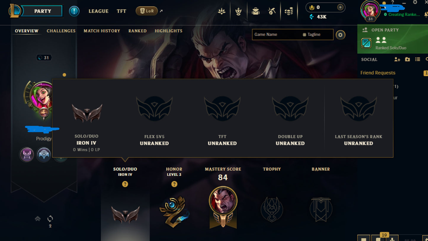 Iron 4 EUW Ranked | 🧿 20 Unlocked Champs | 🎓 Level 30 Starter | 🪙 40,000 BE Wallet | 🗃️ Full Ownership | 🕊️ Email Unverified | 📡 Instant Send ouT89E