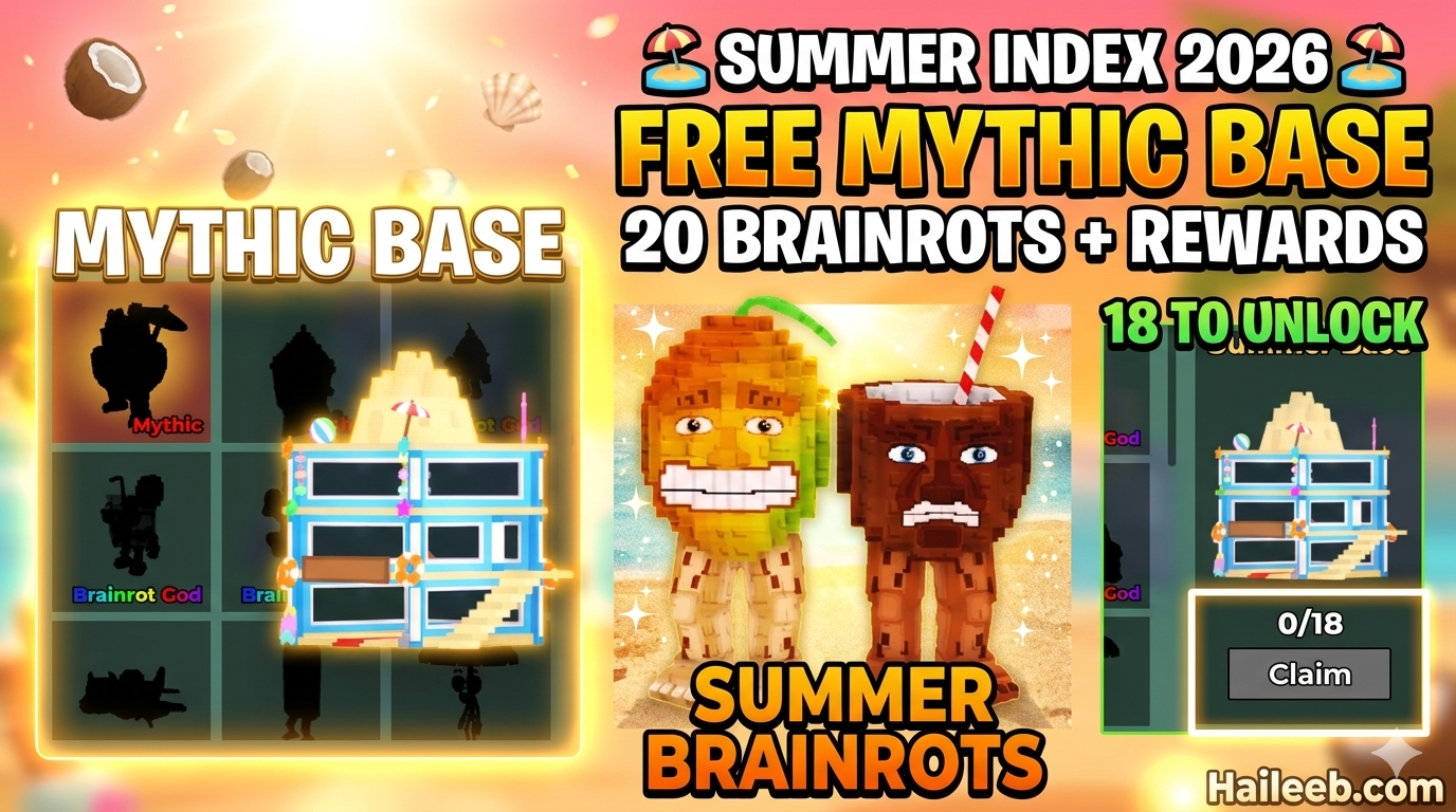 Summer Index 2026 – 20 Summer Brainrots & Summer Base Mythic Skin (Still Obtainable)