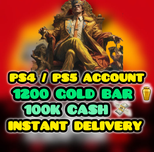 Buy RDR2 Modded PS4/PS5 Account | 1,200 Gold Bars 💰 | $100K Cash 💵 | Instant Delivery!