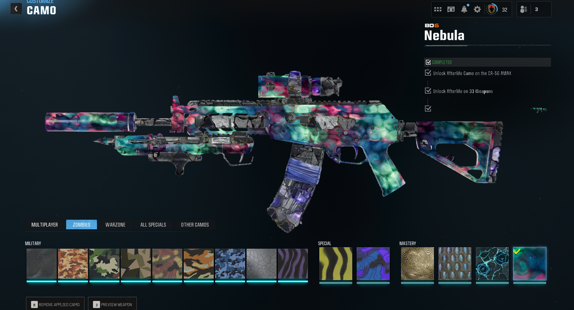 Buy Nebula Camo Unlocked 🏅 500 Camos + Level 55 ⚡ Handmade 🔑 Full Access 🌐 Steam/BNet/PSN/Xbox 🎮 BO6 & WZ4