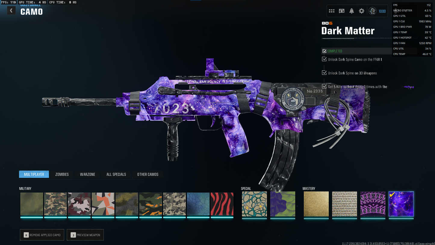 🔥 BO6 EVERYTHING UNLOCKED 🔥 Dark Matter + Nebula + Abyss 🌌 Prestige Legend 🌌 Level 1000 🌌 All Guns Maxed 🌌 2000+ Camos 🎨 Season 3 & 4 Battle Passes Purchased 💎 All Pictures Attached 🎁 Full Access 🔗 Linkable to: Steam , Battle.net, PSN, Xbox 🕹️ #avKRqu