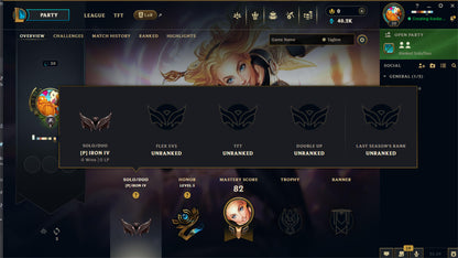 🎯 Iron 4 [EUW] Placement | 🧿 20 Champions Equipped | 🪜 Level 30 Achieved | 💷 40,000 BE | 🗝️ Full Ownership | 🕊️ Email Not Verified | 🌩️ Instant Setup 6syLYp