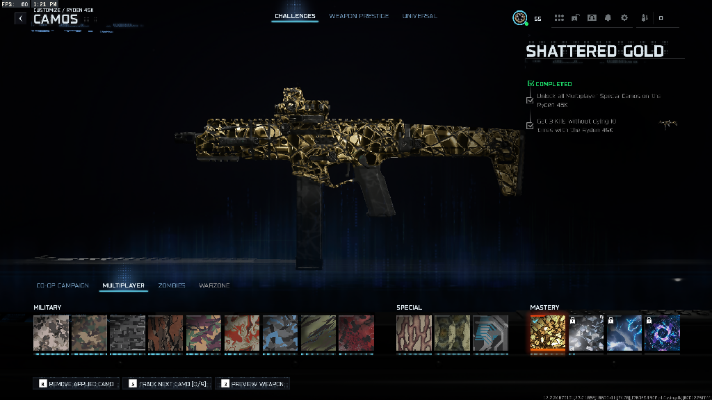 BO7 Shattered Gold Camo