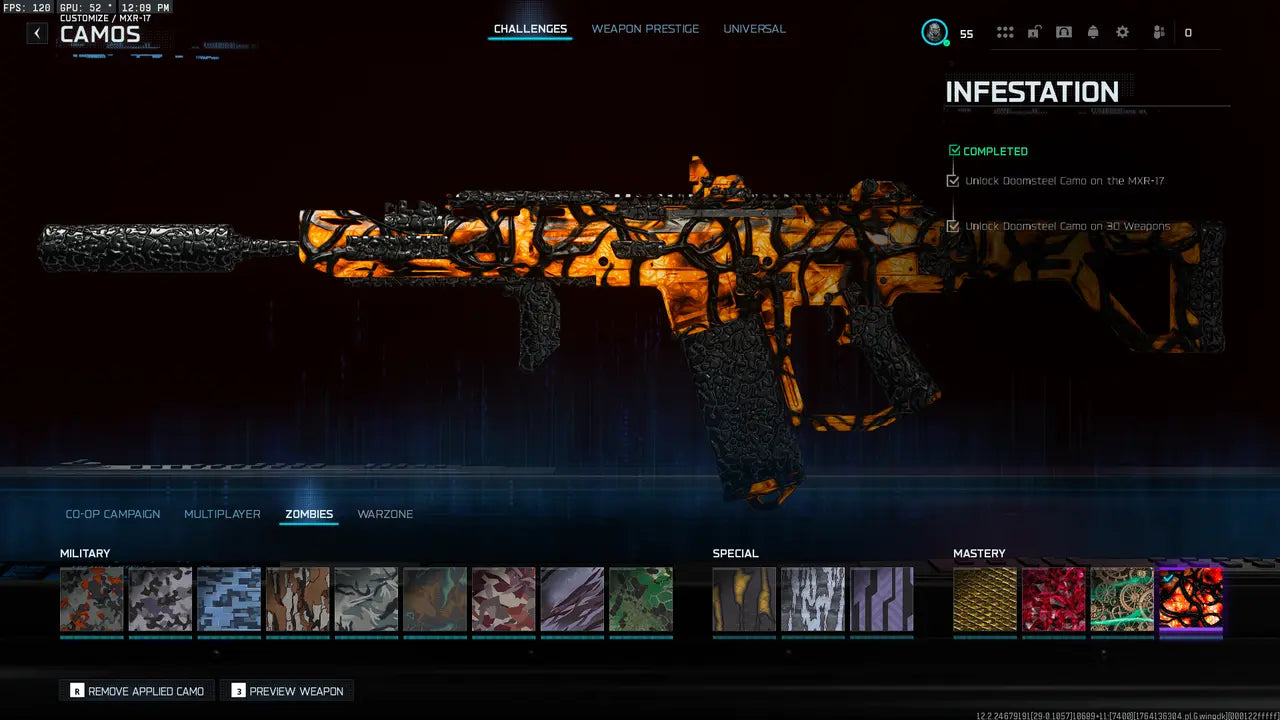 BO7 Infestation Camo Hand Unlock Service (Final ZM Mastery) | Bloodstone , Doomsteel l 100% Safe