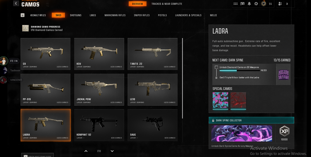 🔮 13 Diamond (New guns LC10, Ladra, Cr56 Amax) ✨ Level 55 + 50 Wins ✨ BO6 💎 195 Camos 🔮 13 Diamond 💫 15 Gold 🛡️ 18 Ops 🌌 Steam/BNet/PSN/Xbox