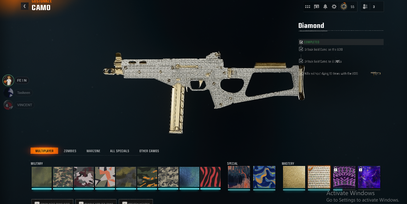 🔮 13 Diamond (New guns LC10, Ladra, Cr56 Amax) ✨ Level 55 + 50 Wins ✨ BO6 💎 195 Camos 🔮 13 Diamond 💫 15 Gold 🛡️ 18 Ops 🌌 Steam/BNet/PSN/Xbox