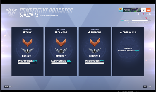 Buy Triple Bronze All Roles🥉 All Heroes Unlocked 🦸‍♂️Hand Leveled 🤚 Phone Verified 📲 Bronze Tank ✅ Bronze Support ✅ Bronze Dps✅