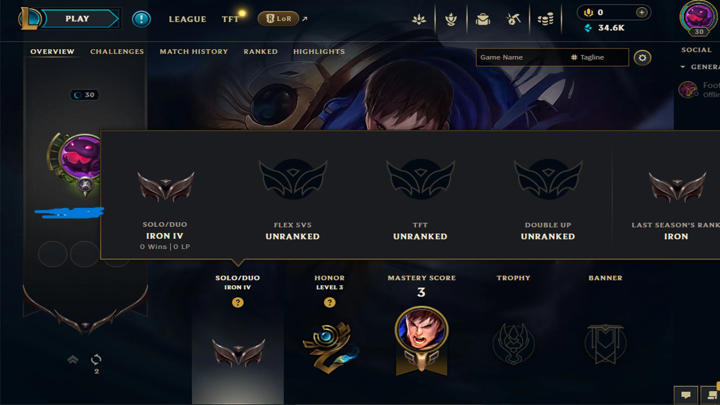 Buy Iron IV 0% WR [NA] 💲 20 Champion 💲 30 Level 💲 35k BE 💲 Full Access 💲 Unverified Mail 💲 Instant Delivery #K9P3L2M