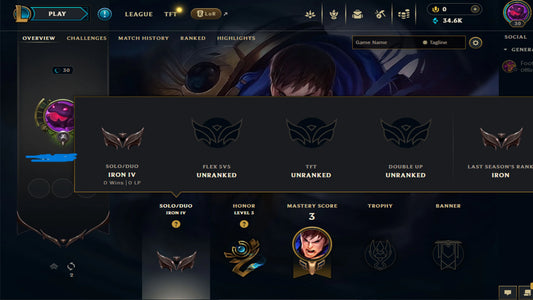Buy Iron IV 0% WR [NA] 💲 20 Champion 💲 30 Level 💲 35k BE 💲 Full Access 💲 Unverified Mail 💲 Instant Delivery #K9P3L2M