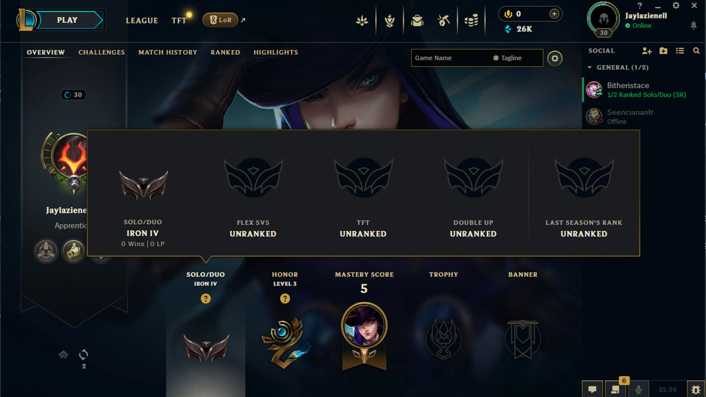 Buy Iron IV 0% WR [LAN] 💲 20 Champion 💲 30 Level 💲 25k BE 💲 Full Access 💲 Unverified Mail 💲 Instant Delivery #Q7H4N1T