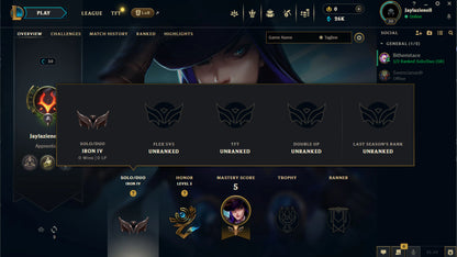 Buy Iron IV 0% WR [LAN] 💲 20 Champion 💲 30 Level 💲 25k BE 💲 Full Access 💲 Unverified Mail 💲 Instant Delivery #Q7H4N1T