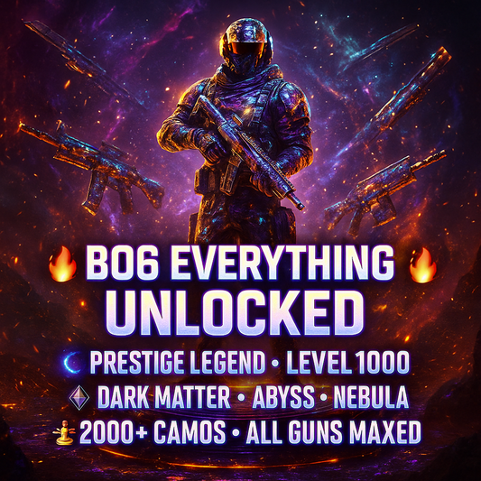 🔥 BO6 EVERYTHING UNLOCKED 🔥 Dark Matter + Nebula + Abyss 🌌 Prestige Legend 🌌 Level 1000 🌌 All Guns Maxed 🌌 2000+ Camos 🎨 Season 3 & 4 Battle Passes Purchased 💎 All Pictures Attached 🎁 Full Access 🔗 Linkable to: Steam , Battle.net, PSN, Xbox 🕹️ #avKRqu
